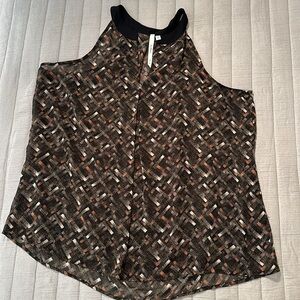 Bellatrix black print size large, sexy sleeveless blouse